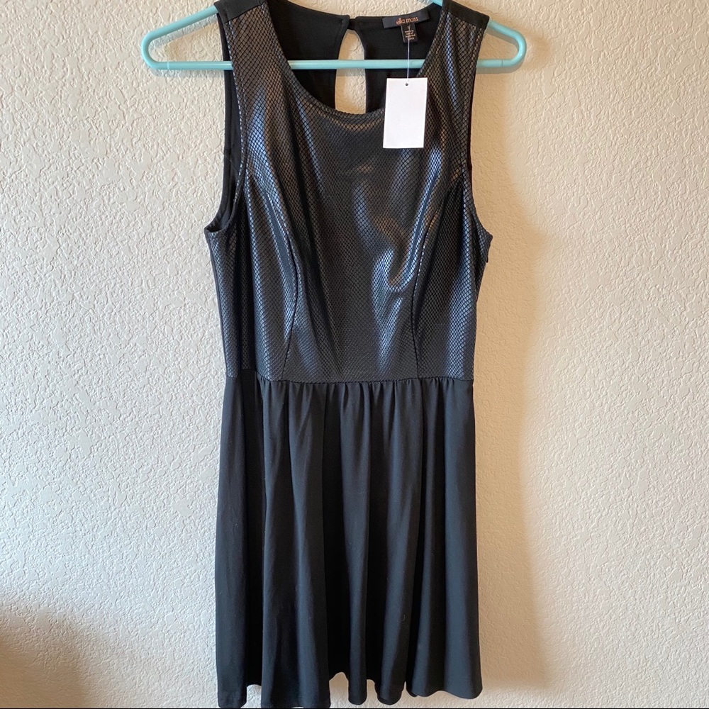 💗 ELLA MOSS Black Faux Snakeskin Jersey Dress